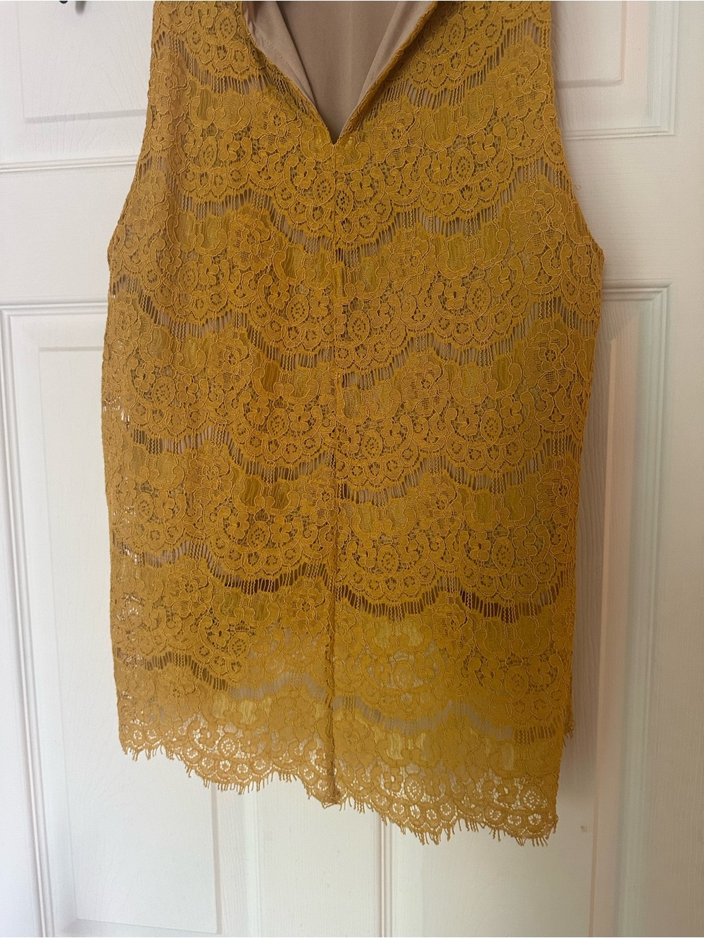 Women's Mustard Lace Sleeveless Top
